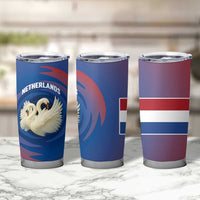 Netherlands Tumbler Cup with Swan Couple Graphic and Dutch Flag in Gradient Red and Blue Design - Wonder Print Shop