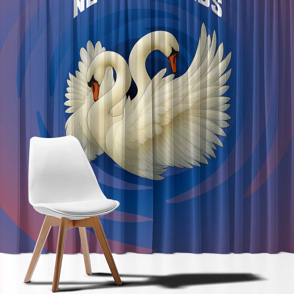 Netherlands Window Curtain with Swan Couple Graphic and Dutch Flag in Gradient Red and Blue Design - Wonder Print Shop