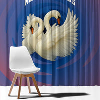 Netherlands Window Curtain with Swan Couple Graphic and Dutch Flag in Gradient Red and Blue Design - Wonder Print Shop