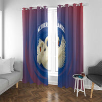 Netherlands Window Curtain with Swan Couple Graphic and Dutch Flag in Gradient Red and Blue Design - Wonder Print Shop