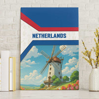 Netherlands Canvas Wall Art Dutch Windmill and Tulip Field Landscape in National Flag Colors - Wonder Print Shop