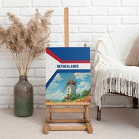 Netherlands Canvas Wall Art Dutch Windmill and Tulip Field Landscape in National Flag Colors - Wonder Print Shop