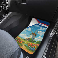 Netherlands Car Mats Dutch Windmill and Tulip Field Landscape in National Flag Colors - Wonder Print Shop