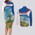 Netherlands Couples Matching Long Sleeve Bodycon Dress and Long Sleeve Button Shirt Dutch Windmill and Tulip Field Landscape in National Flag Colors - Wonder Print Shop