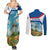 Netherlands Couples Matching Summer Maxi Dress and Long Sleeve Button Shirt Dutch Windmill and Tulip Field Landscape in National Flag Colors - Wonder Print Shop