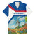 Netherlands Family Matching Off The Shoulder Long Sleeve Dress and Hawaiian Shirt Dutch Windmill and Tulip Field Landscape in National Flag Colors - Wonder Print Shop