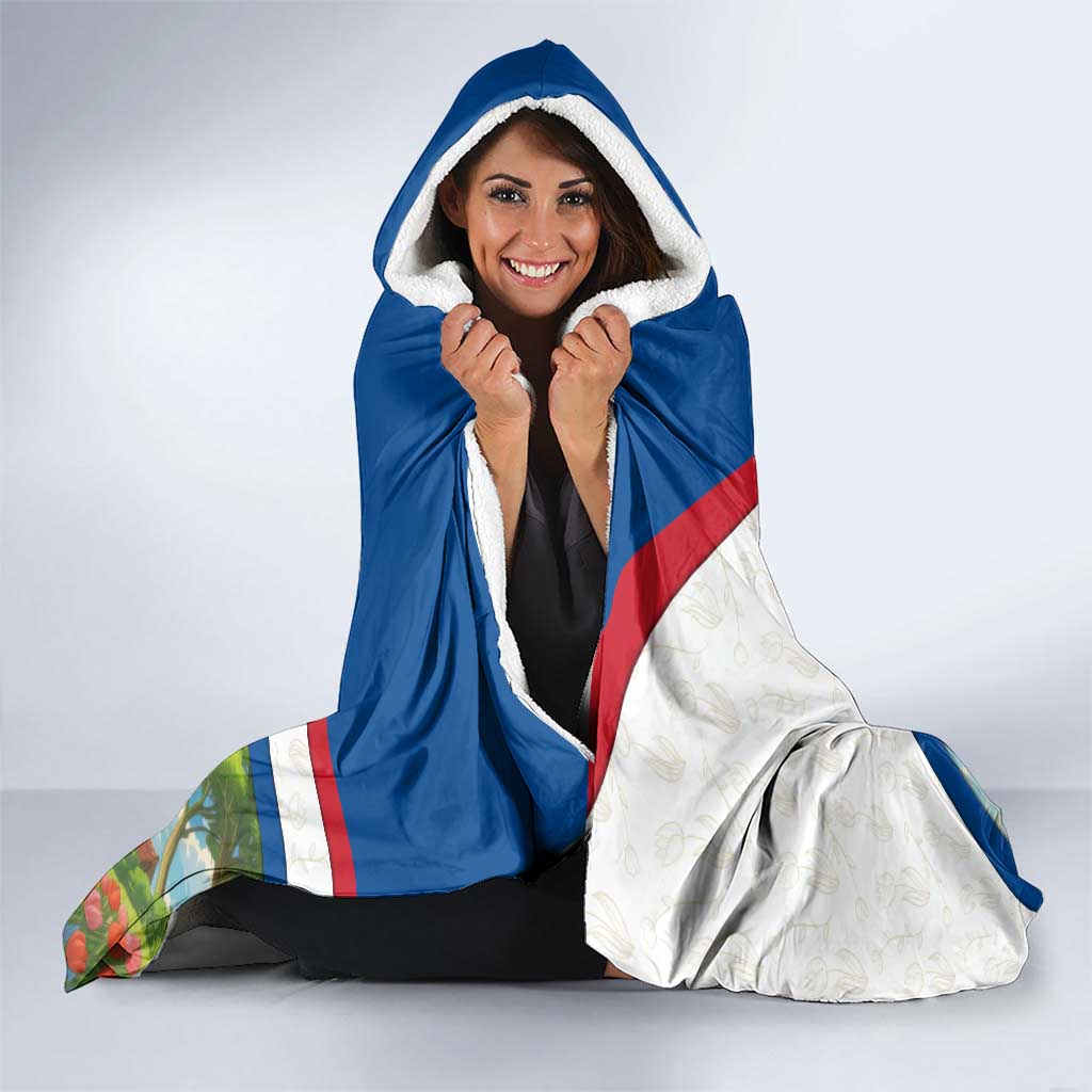 Netherlands Hooded Blanket Dutch Windmill and Tulip Field Landscape in National Flag Colors - Wonder Print Shop