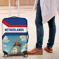Netherlands Luggage Cover Dutch Windmill and Tulip Field Landscape in National Flag Colors - Wonder Print Shop