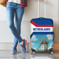 Netherlands Luggage Cover Dutch Windmill and Tulip Field Landscape in National Flag Colors - Wonder Print Shop