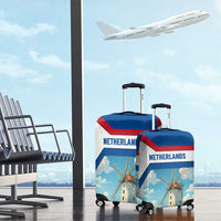 Netherlands Luggage Cover Dutch Windmill and Tulip Field Landscape in National Flag Colors - Wonder Print Shop