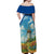 Netherlands Off Shoulder Maxi Dress Dutch Windmill and Tulip Field Landscape in National Flag Colors - Wonder Print Shop
