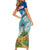 Netherlands Short Sleeve Bodycon Dress Dutch Windmill and Tulip Field Landscape in National Flag Colors - Wonder Print Shop