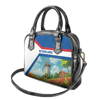 Netherlands Shoulder Handbag Dutch Windmill and Tulip Field Landscape in National Flag Colors - Wonder Print Shop