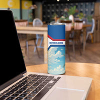 Netherlands Skinny Tumbler Dutch Windmill and Tulip Field Landscape in National Flag Colors - Wonder Print Shop