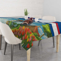 Netherlands Tablecloth Dutch Windmill and Tulip Field Landscape in National Flag Colors - Wonder Print Shop