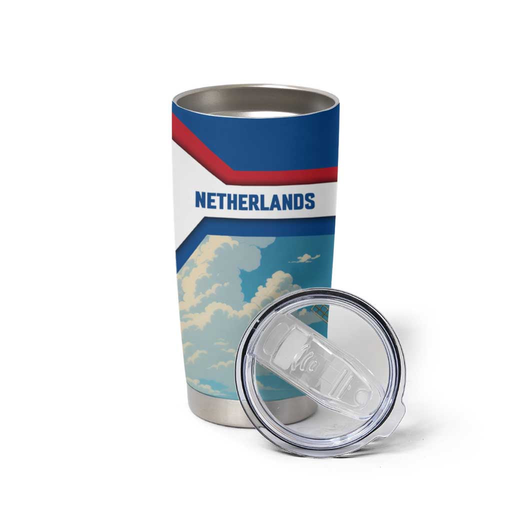 Netherlands Tumbler Cup Dutch Windmill and Tulip Field Landscape in National Flag Colors - Wonder Print Shop