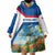 Netherlands Wearable Blanket Hoodie Dutch Windmill and Tulip Field Landscape in National Flag Colors - Wonder Print Shop