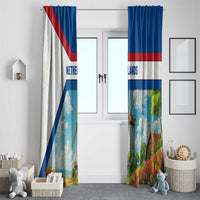 Netherlands Window Curtain Dutch Windmill and Tulip Field Landscape in National Flag Colors - Wonder Print Shop