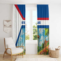 Netherlands Window Curtain Dutch Windmill and Tulip Field Landscape in National Flag Colors - Wonder Print Shop