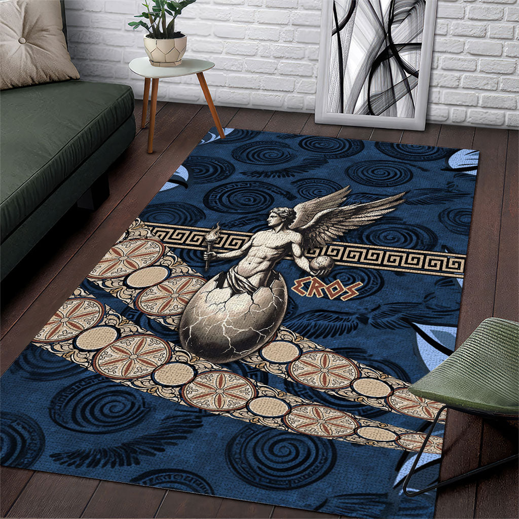Eros Greek Mythology Protogonos Area Rug Winged Eros Emerging From Cosmic Egg Greek Key