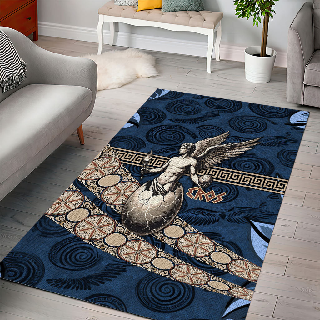 Eros Greek Mythology Protogonos Area Rug Winged Eros Emerging From Cosmic Egg Greek Key