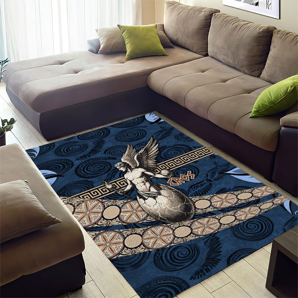 Eros Greek Mythology Protogonos Area Rug Winged Eros Emerging From Cosmic Egg Greek Key