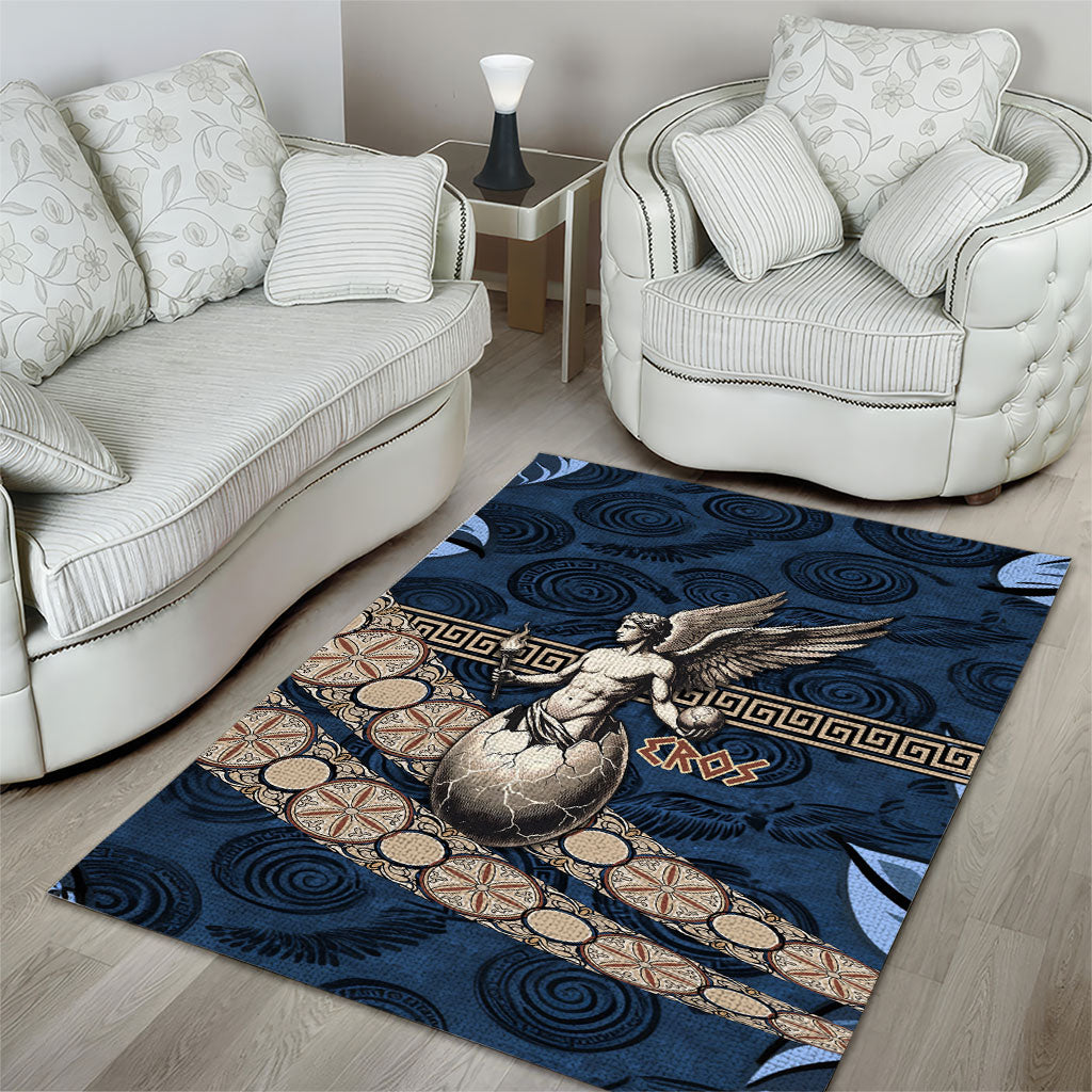 Eros Greek Mythology Protogonos Area Rug Winged Eros Emerging From Cosmic Egg Greek Key