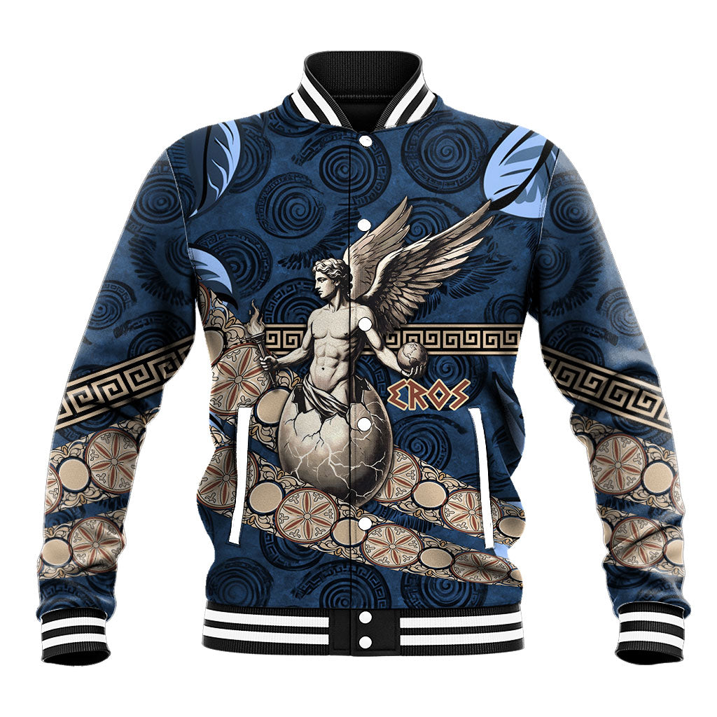 Eros Greek Mythology Protogonos Baseball Jacket Winged Eros Emerging From Cosmic Egg Greek Key