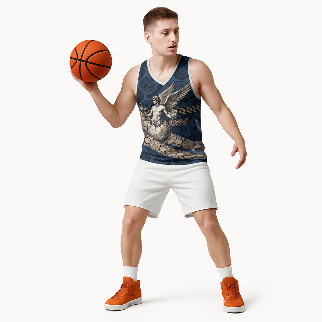 Eros Greek Mythology Protogonos Basketball Jersey Winged Eros Emerging From Cosmic Egg Greek Key