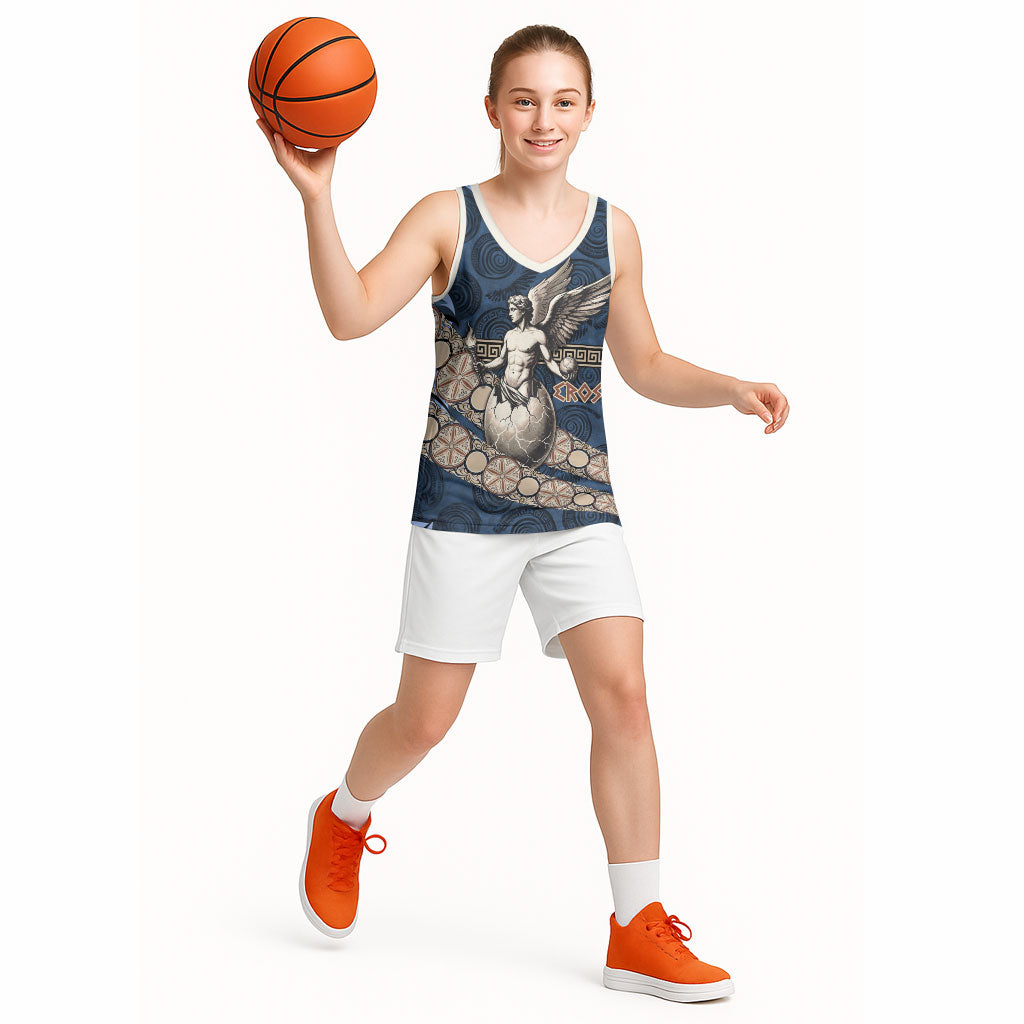 Eros Greek Mythology Protogonos Basketball Jersey Winged Eros Emerging From Cosmic Egg Greek Key