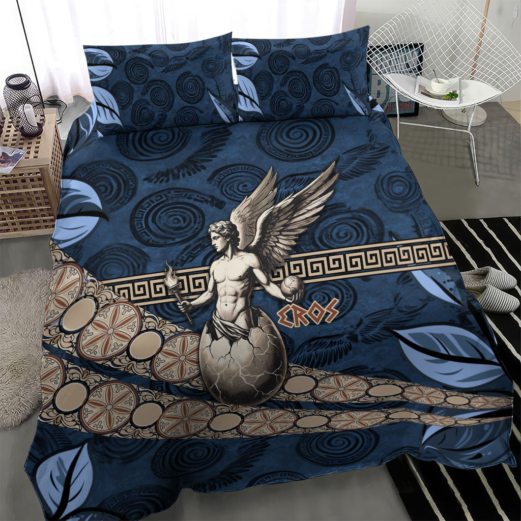 Eros Greek Mythology Protogonos Bedding Set Winged Eros Emerging From Cosmic Egg Greek Key