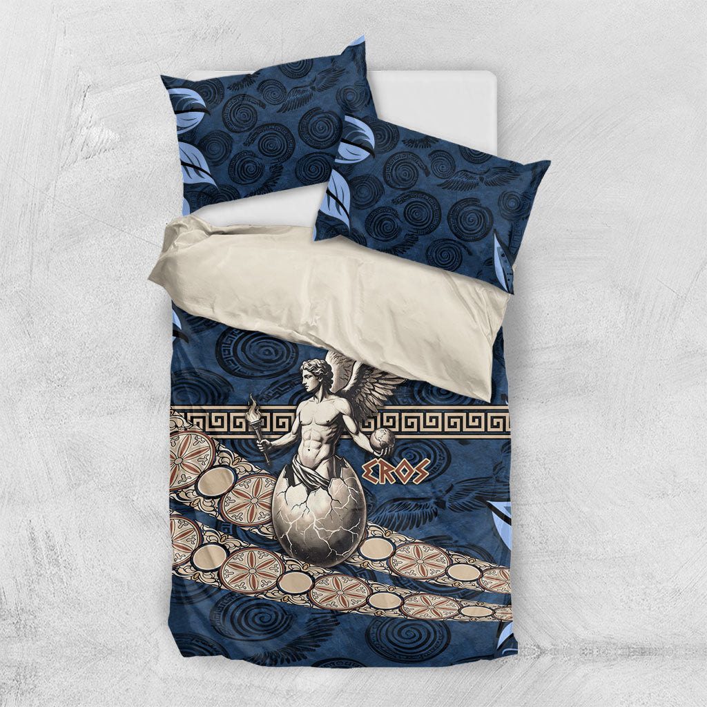 Eros Greek Mythology Protogonos Bedding Set Winged Eros Emerging From Cosmic Egg Greek Key