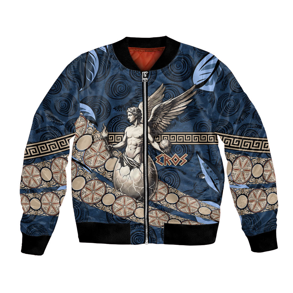 Eros Greek Mythology Protogonos Bomber Jacket Winged Eros Emerging From Cosmic Egg Greek Key