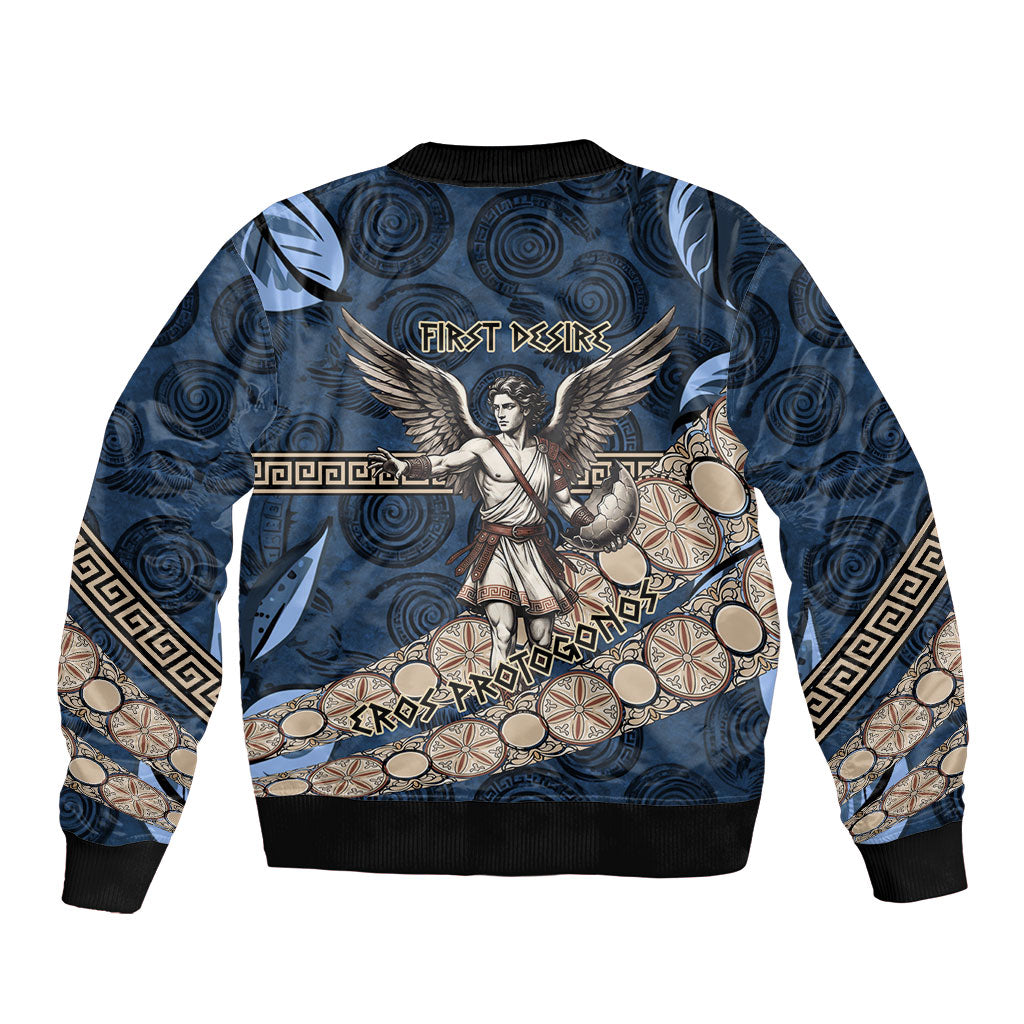 Eros Greek Mythology Protogonos Bomber Jacket Winged Eros Emerging From Cosmic Egg Greek Key