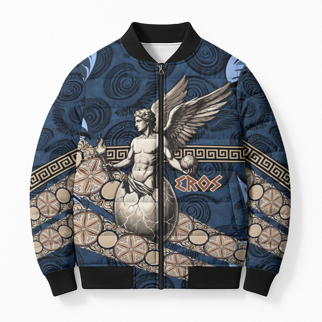 Eros Greek Mythology Protogonos Bomber Puffer Jacket Winged Eros Emerging From Cosmic Egg Greek Key