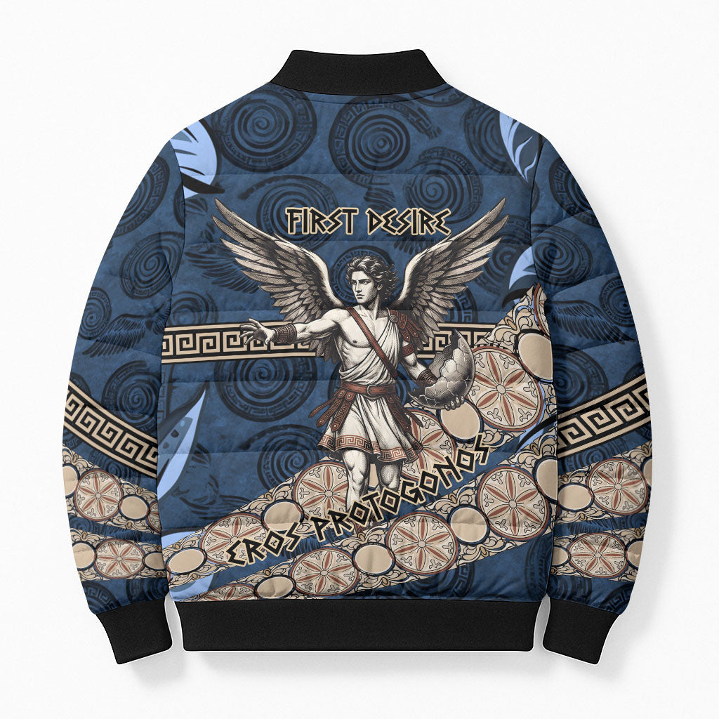 Eros Greek Mythology Protogonos Bomber Puffer Jacket Winged Eros Emerging From Cosmic Egg Greek Key