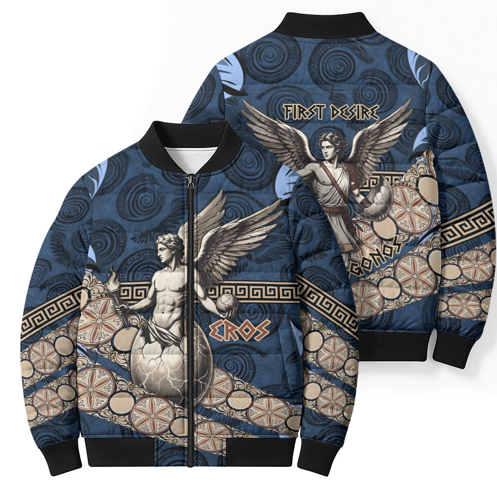 Eros Greek Mythology Protogonos Bomber Puffer Jacket Winged Eros Emerging From Cosmic Egg Greek Key