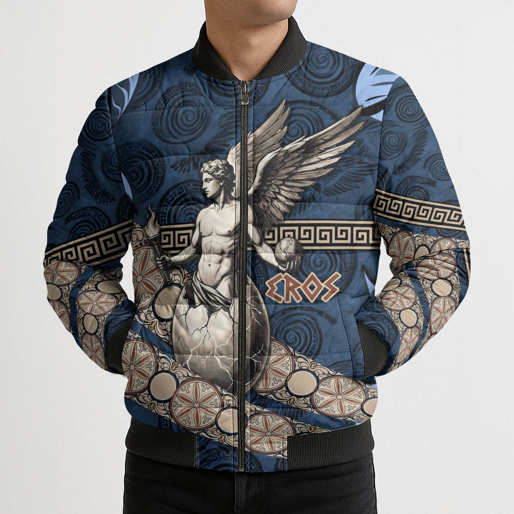Eros Greek Mythology Protogonos Bomber Puffer Jacket Winged Eros Emerging From Cosmic Egg Greek Key
