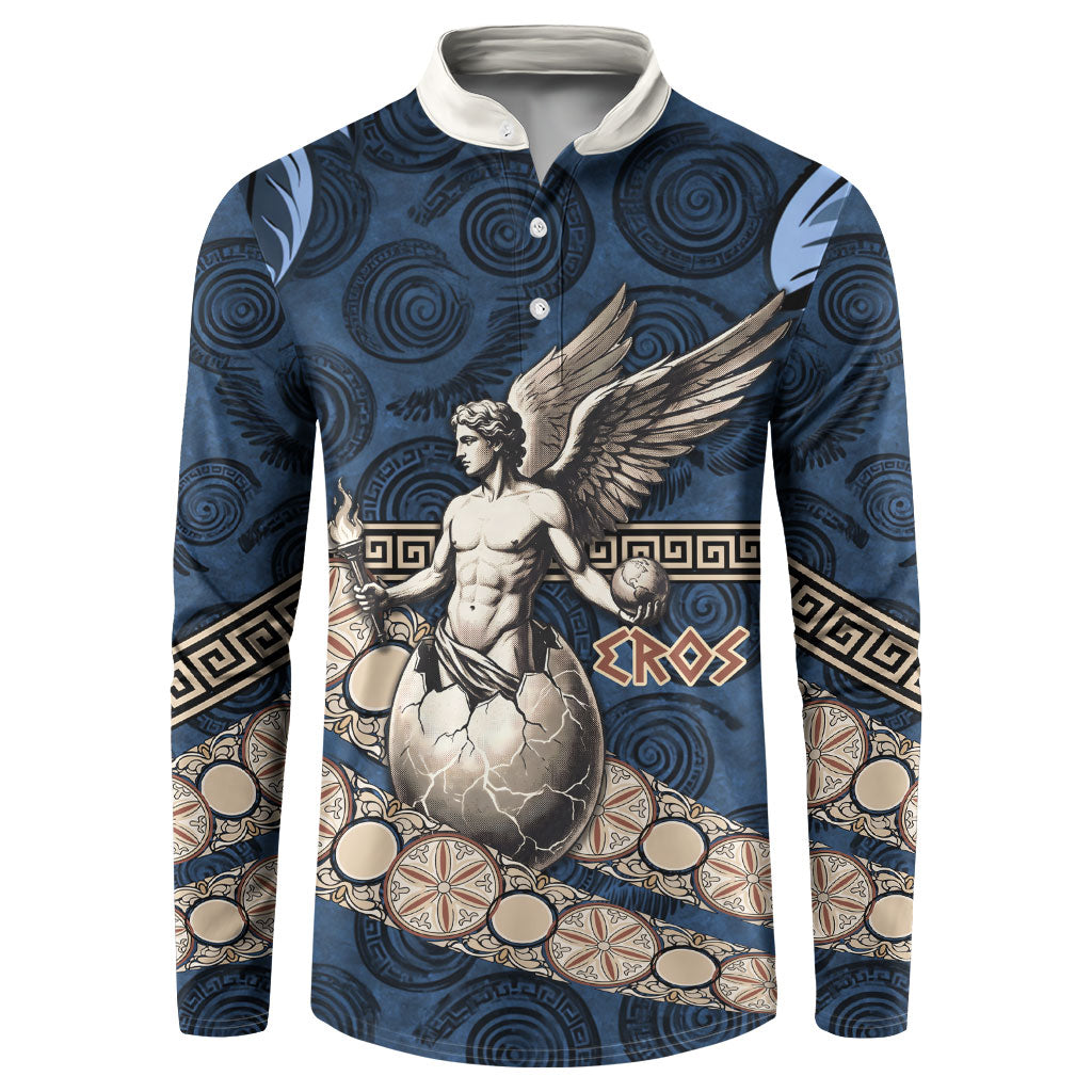 Eros Greek Mythology Protogonos Button Sweatshirt Winged Eros Emerging From Cosmic Egg Greek Key