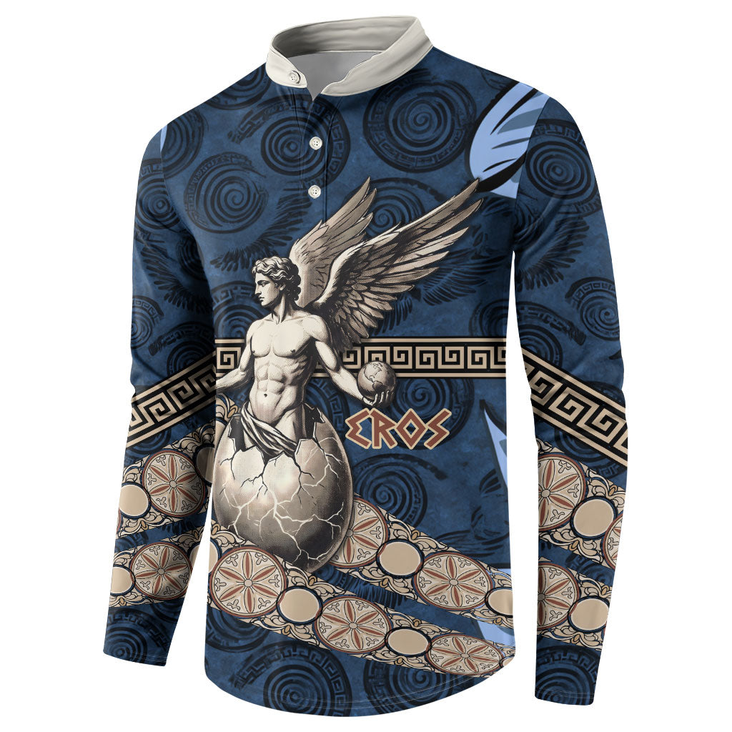 Eros Greek Mythology Protogonos Button Sweatshirt Winged Eros Emerging From Cosmic Egg Greek Key