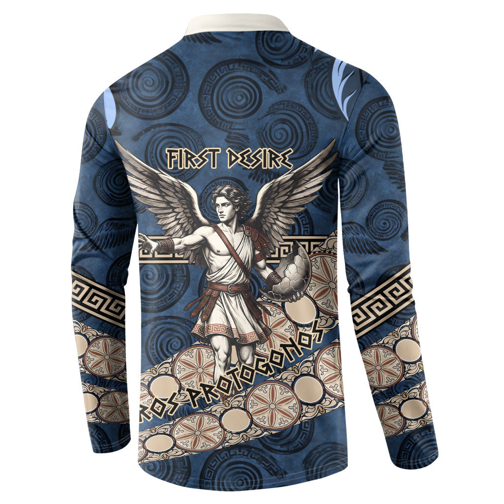 Eros Greek Mythology Protogonos Button Sweatshirt Winged Eros Emerging From Cosmic Egg Greek Key