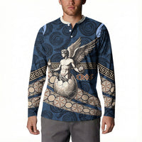 Eros Greek Mythology Protogonos Button Sweatshirt Winged Eros Emerging From Cosmic Egg Greek Key