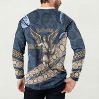 Eros Greek Mythology Protogonos Button Sweatshirt Winged Eros Emerging From Cosmic Egg Greek Key