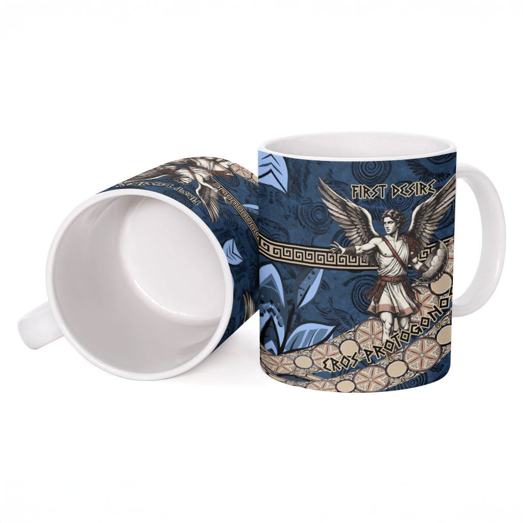 Eros Greek Mythology Protogonos Ceramic Mug Winged Eros Emerging From Cosmic Egg Greek Key