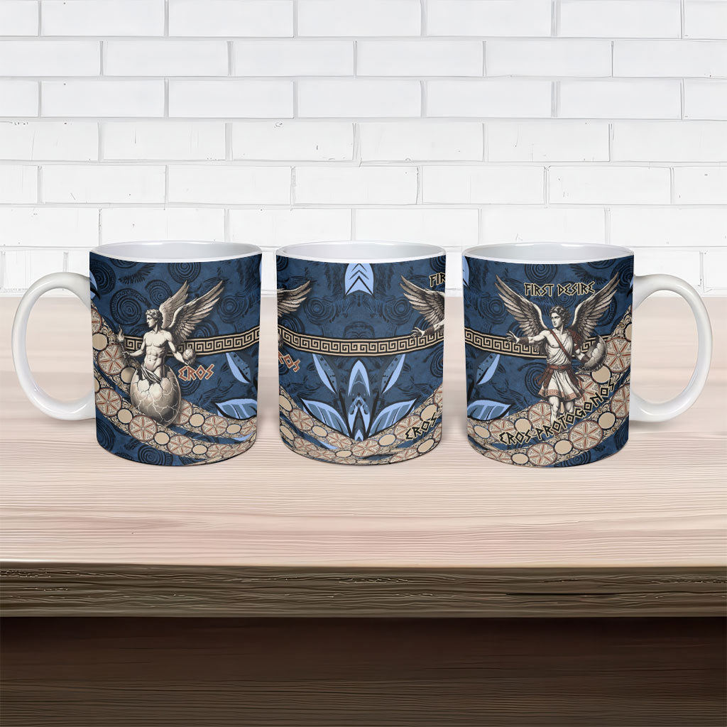 Eros Greek Mythology Protogonos Ceramic Mug Winged Eros Emerging From Cosmic Egg Greek Key