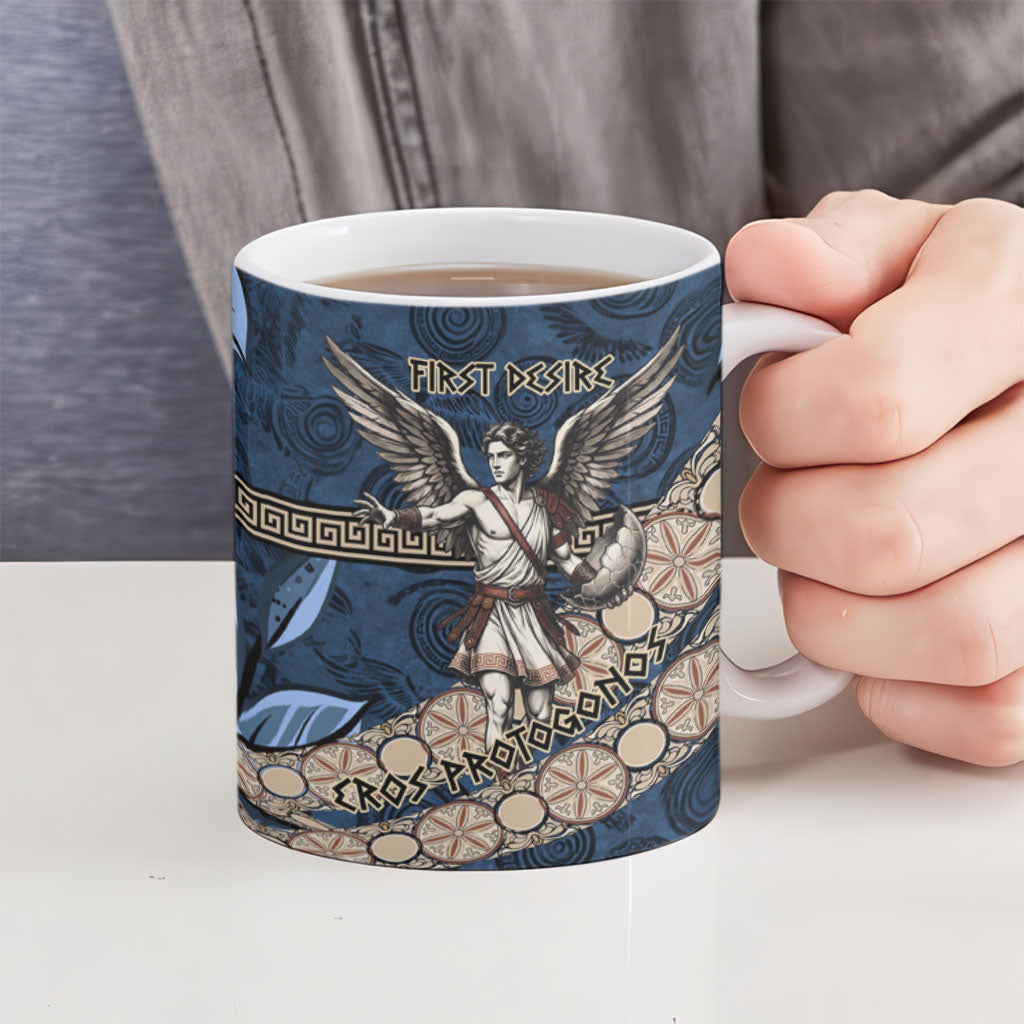 Eros Greek Mythology Protogonos Ceramic Mug Winged Eros Emerging From Cosmic Egg Greek Key