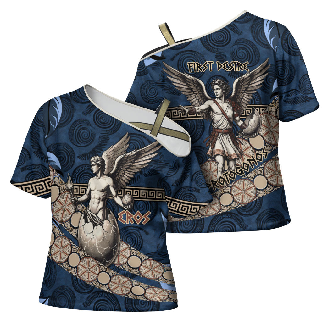 Eros Greek Mythology Protogonos Cross Shoulder Shirt Winged Eros Emerging From Cosmic Egg Greek Key