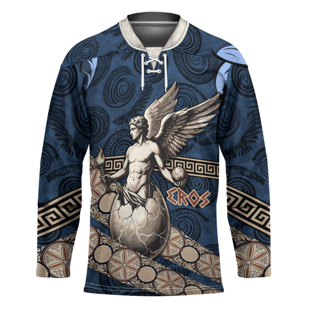 Eros Greek Mythology Protogonos Hockey Jersey Winged Eros Emerging From Cosmic Egg Greek Key