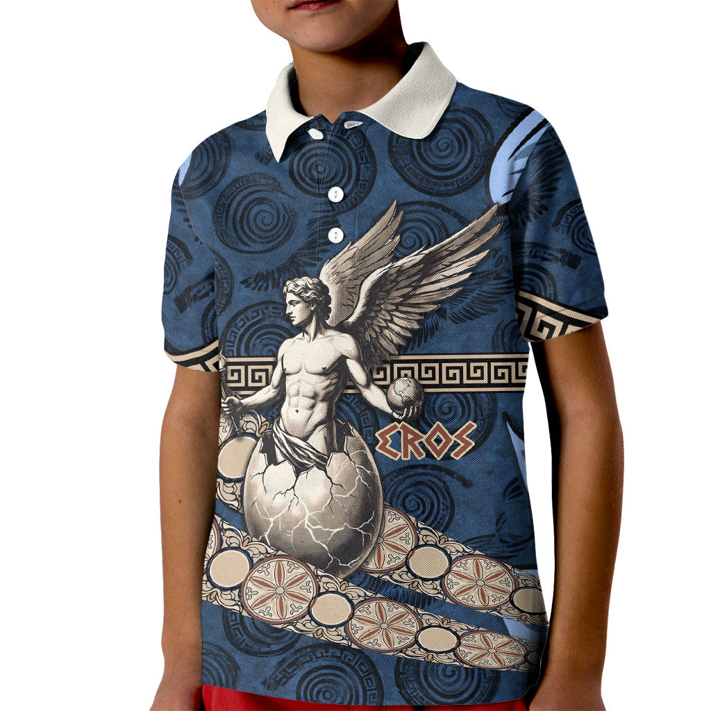 Eros Greek Mythology Protogonos Kid Polo Shirt Winged Eros Emerging From Cosmic Egg Greek Key