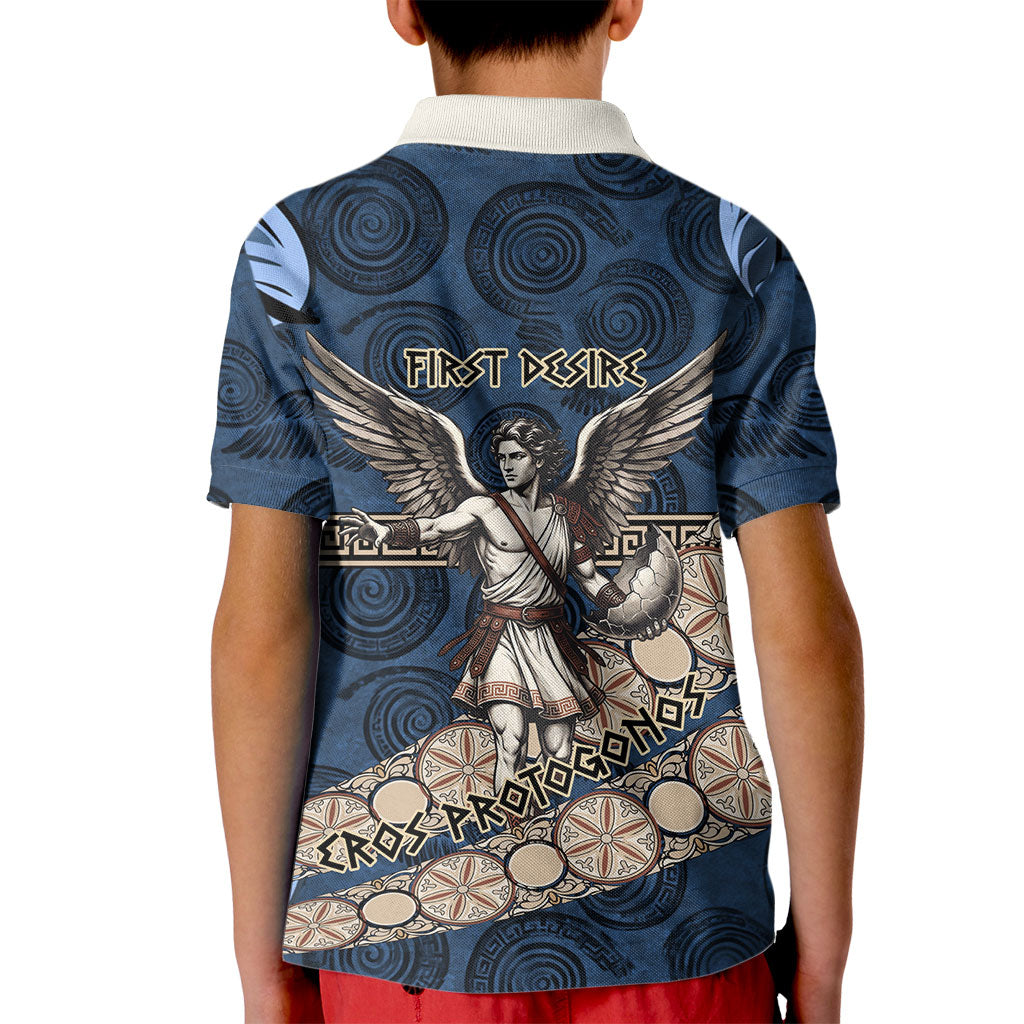 Eros Greek Mythology Protogonos Kid Polo Shirt Winged Eros Emerging From Cosmic Egg Greek Key